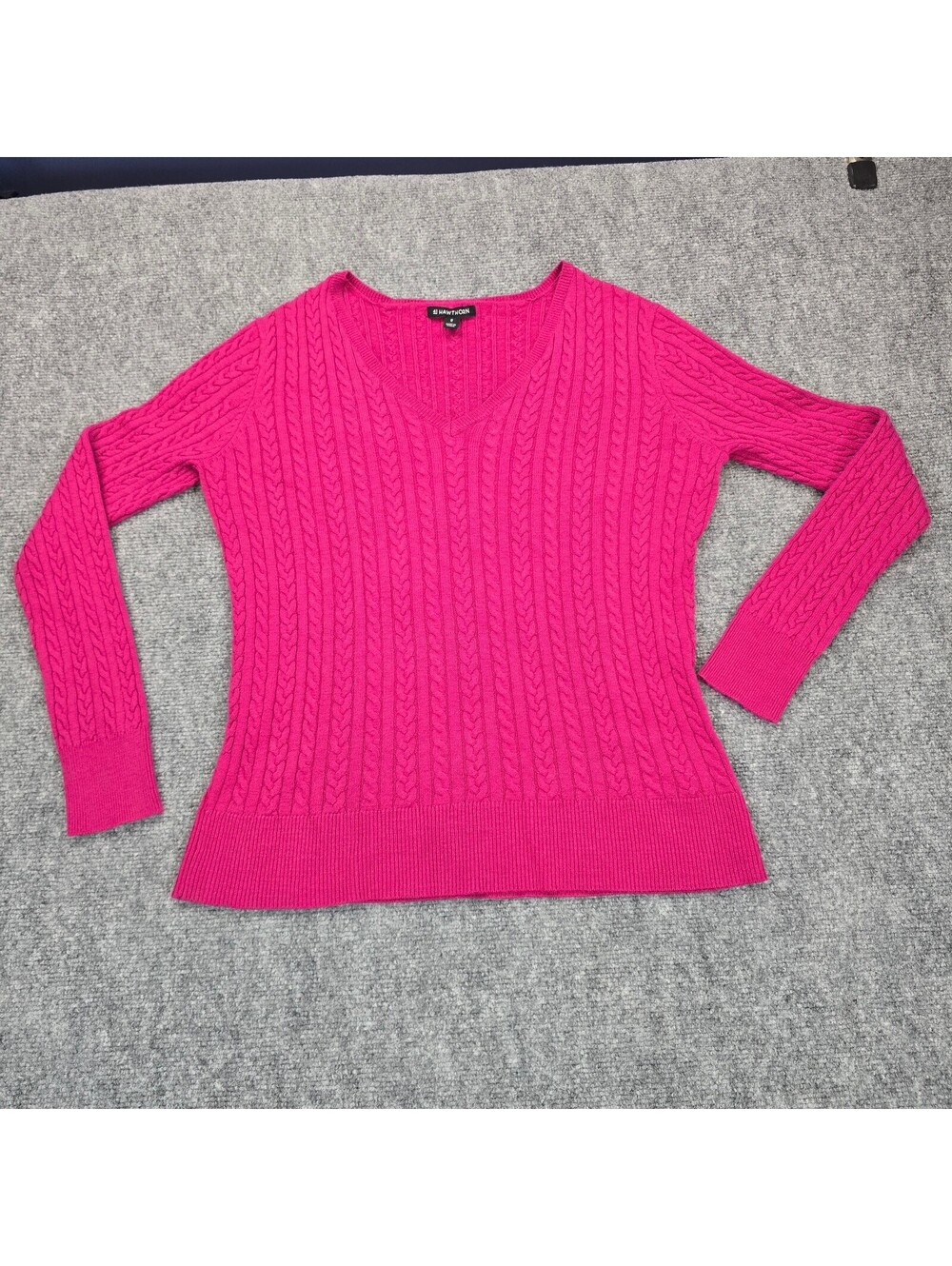 41 Hawthorn Pink Cable Knit V-Neck Sweater M Cashmere Silk Blend